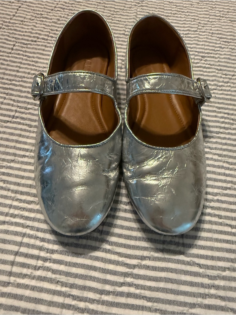 Sandro Metallic Silver Mary Jane Flats - Picture 2 of 5